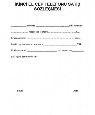 2. El Cep Telefonu Alım Satım Sözleşmesi Örneği