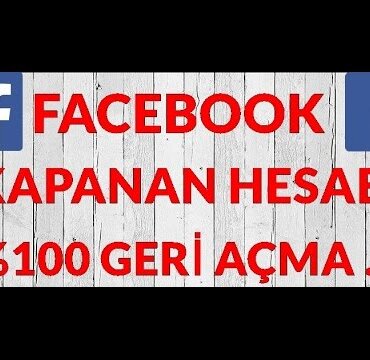 Facebook Kapanan Hesabı Geri Açma 2020