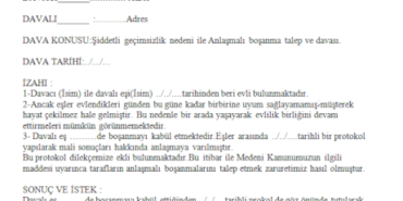 Anlaşmalı Boşanma Dilekçe Örneği Boşanma Dava Dilekçesi Örneği