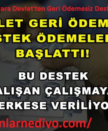 Şartları Sağlayanlara Devlet'ten Geri Ödemesiz Destek